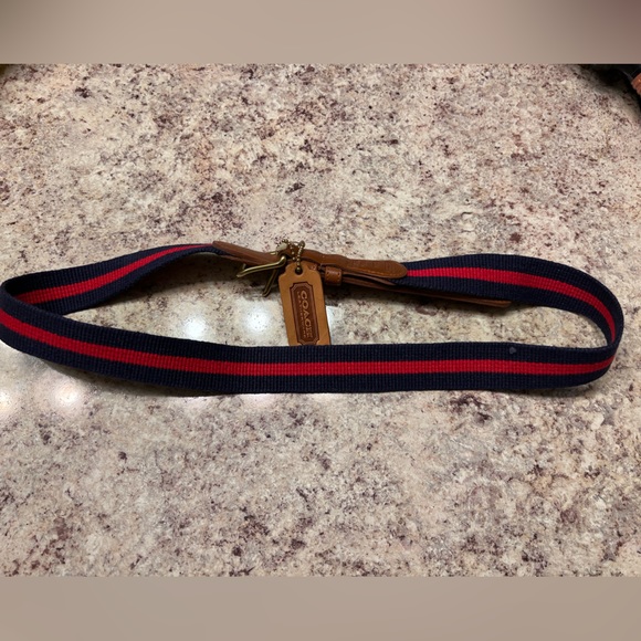 Coach Torino blue wool and leather belt - Picture 3 of 5